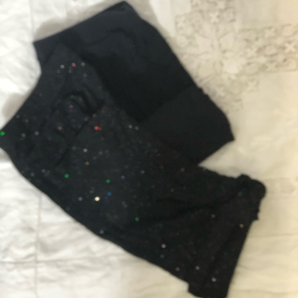 Girls lot of 2 Leggings Black & black sparkle EUC